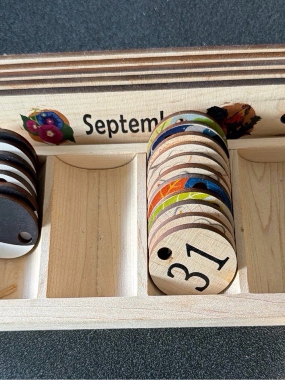 Wooden Perpetual Calendar - Natural Wood - Picture 7 of 10